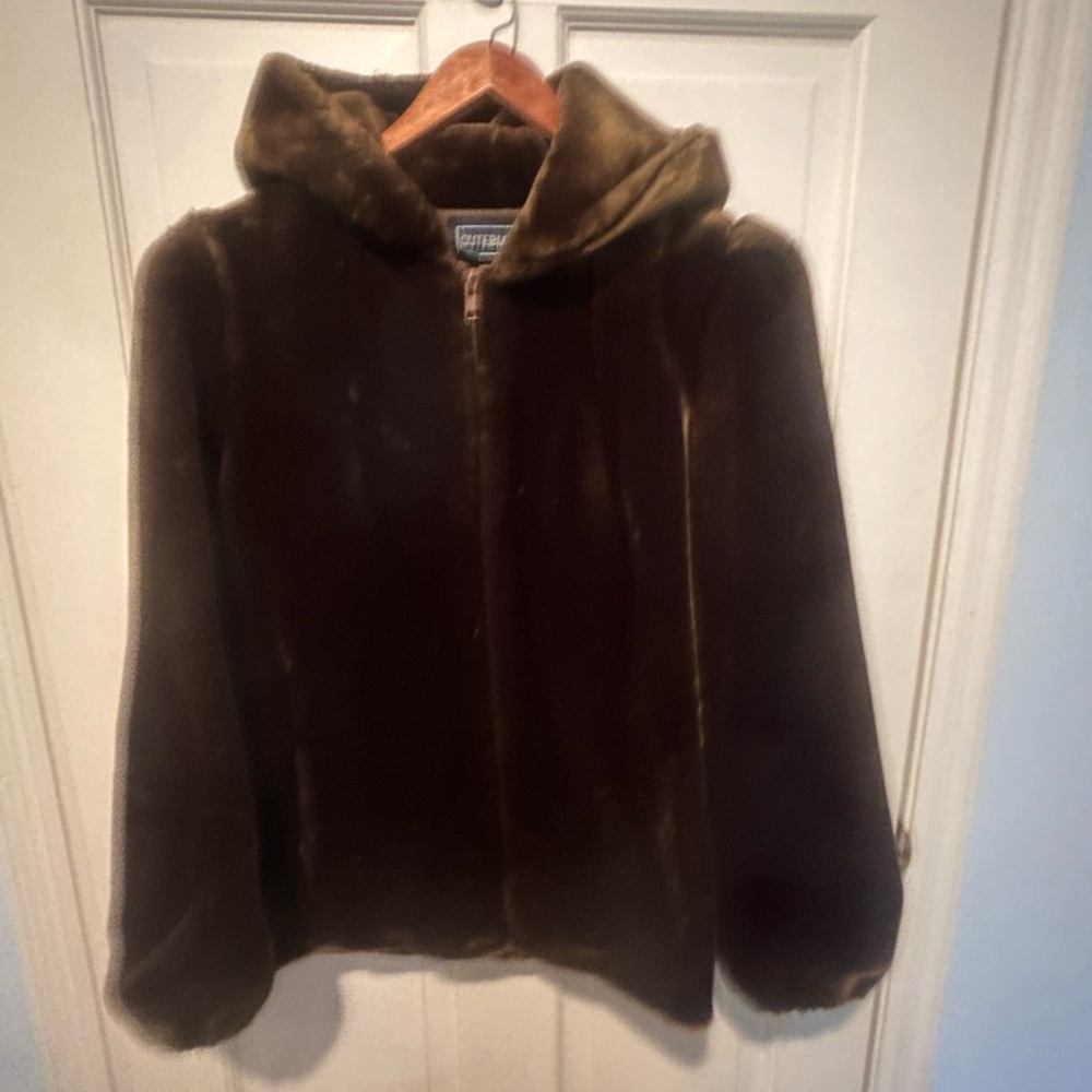 Vintage Chocolate Brown Faux Fur Coat - Picture 2 of 8
